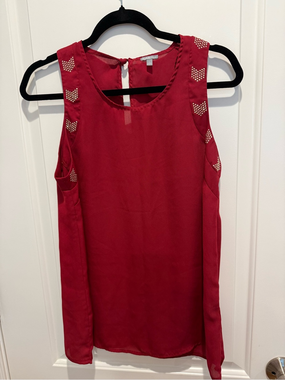 Red Sleeveless Studded Heart Tank